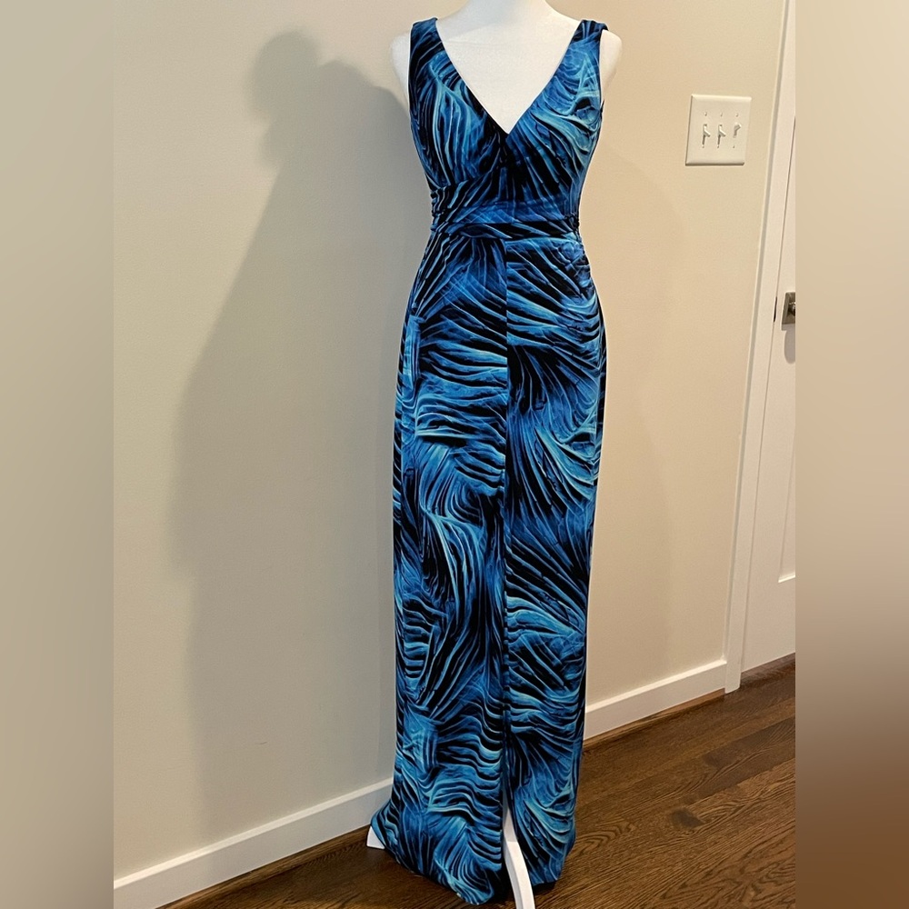 Cache Blue Zebra Print Maxi Dress